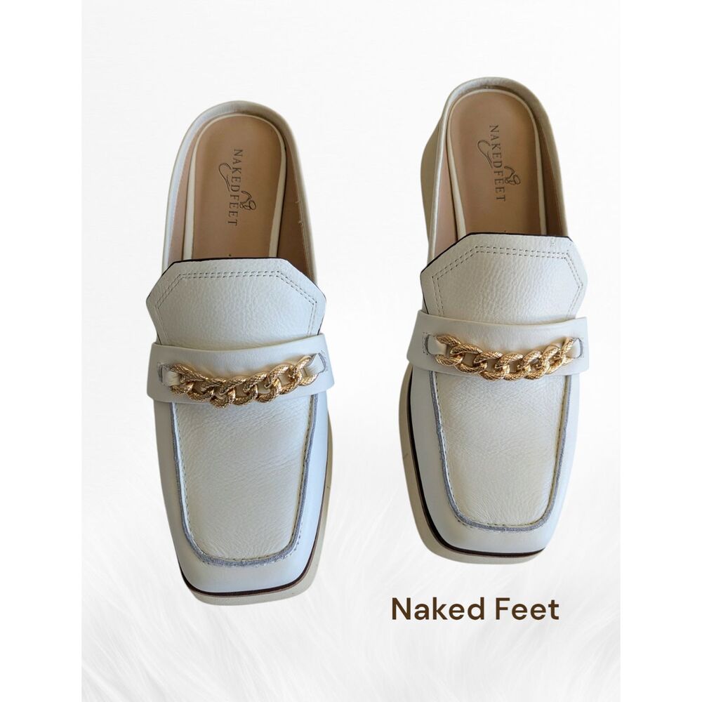 NAKED FEET - ELECT in chamois platform loafers/mules   Sz  9.5M